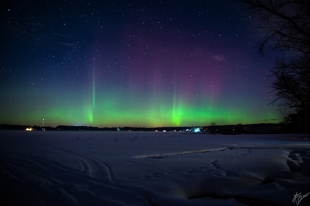 Aurora Borealis Tainter Lake just north of Menomonie, Wisconsin