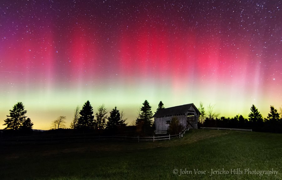 Aurora Borealis over Foster's Bridge Cabot, Vermont