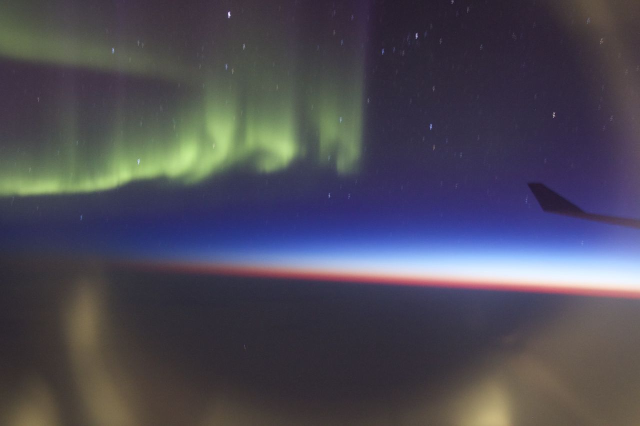 Aurora from Plane over Greenland