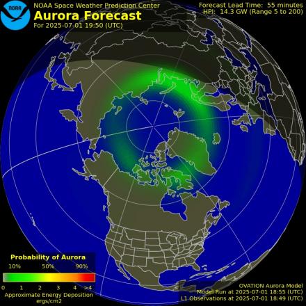 Ovation forecast model - Northern hemisphere