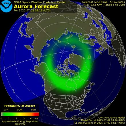 Ovation forecast model - Northern hemisphere