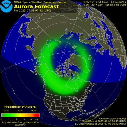 Ovation forecast model - Northern hemisphere