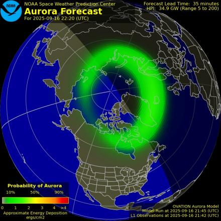 Ovation forecast model - Northern hemisphere