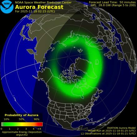 Ovation forecast model - Northern hemisphere