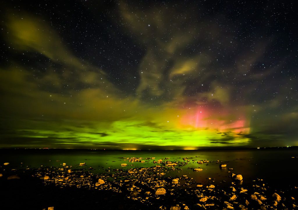 Aurora Borealis. From Lake Michigan by Andy Taber