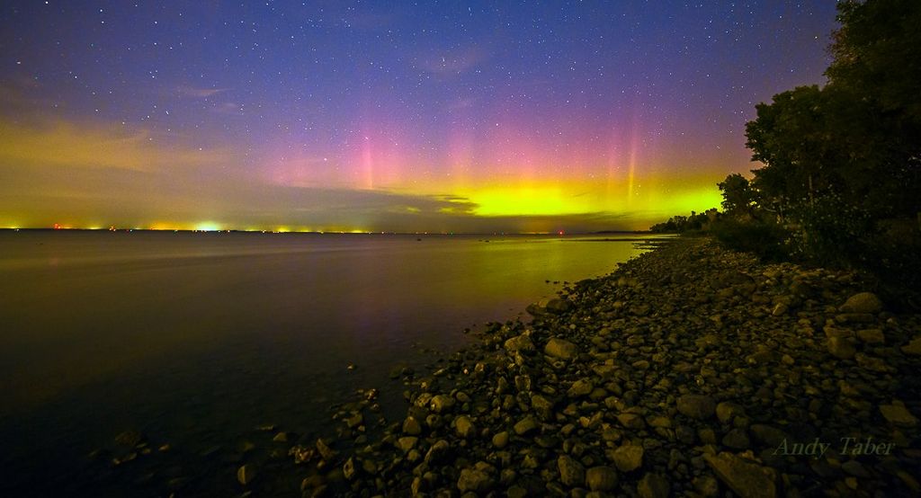 Aurora Borealis. From Lake Michigan by Andy Taber