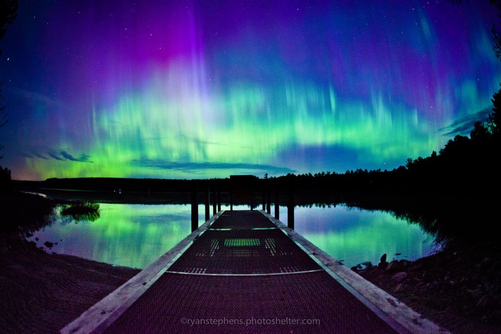 Aurora Borealis. At Deer Lake near Marquette, MI by Ryan Stephens